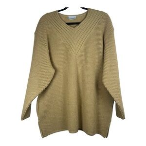 La Redoute Minimalist Chic Oversized Casual Gold Shiny V-Neck Knit Sweater